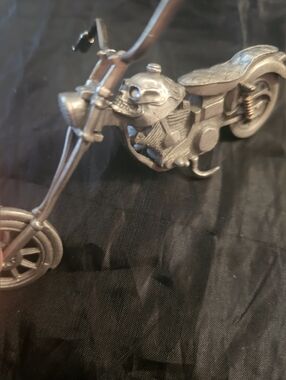 Vintage 1991 Ral Partha Pewter Chopper Motorcycle Skull Fuel Tank